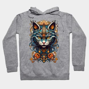 Devious Cat retro vintage tribal art aesthetic design Hoodie